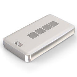 Teko - REMO-TEK series (13124.47) - enclosure for the remote control in white with chrome-plated metal sides (71,5 x 39,3 x 11,5 mm)