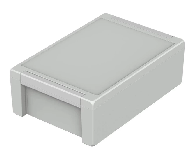 Bopla BA 342412 F-7035 (00127545) - aluminum enclosure with a recess in the cover and neoprene seal (363 x 242 x 120 mm)