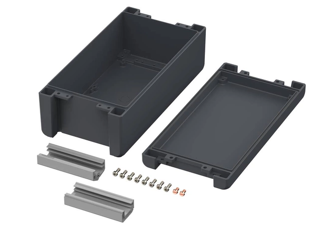 Bopla BA 241309 F-7024 (00125234) - aluminum enclosure with a recess in the cover and neoprene seal (259 x 128 x 90 mm)