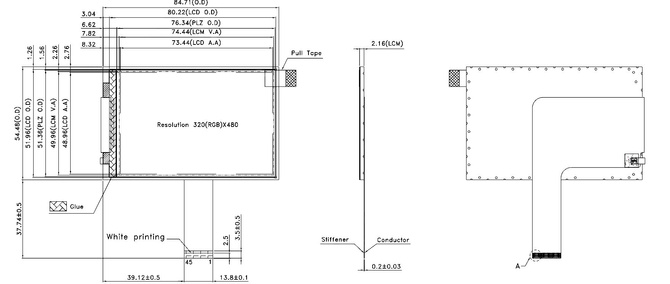 Powertip PH320480T012-ZAA01 - TFT display
