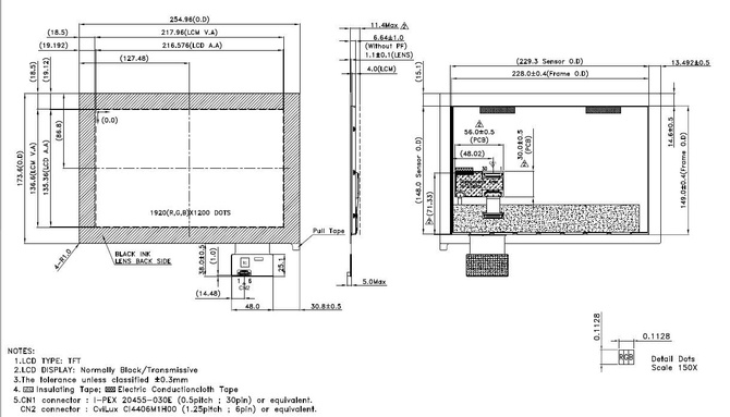 Powertip PH192120T001-ZHC - full viewing angle display