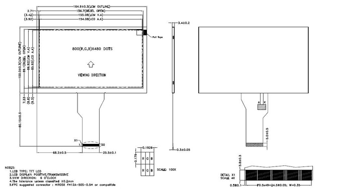 Powertip PH800480T013-ICA - TFT display
