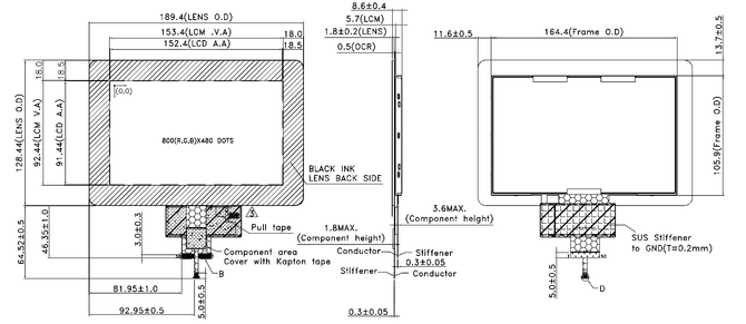 Powertip PH800480T032-ZHR - full viewing angle display