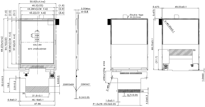 Powertip PH240320T068-LGG - TFT display