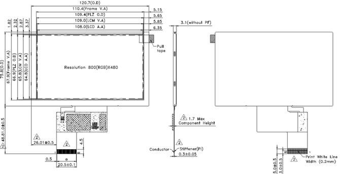 Powertip PH800480T040-ZAA - full viewing angle display