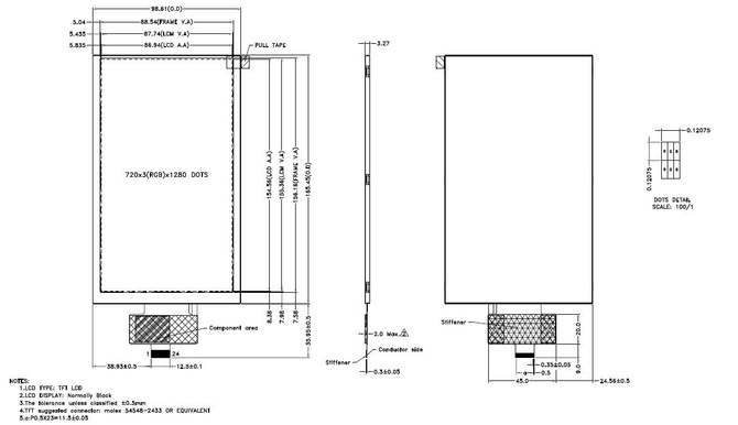 Powertip PH720128T005-ZBA - TFT display