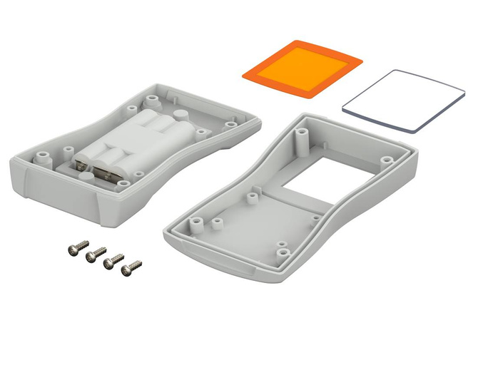 BOPLA BS 401 DIS-7035 (82401235) - ABS enclosure with display screen and battery compartment (119.3 x 64.9 x 26.5 mm)