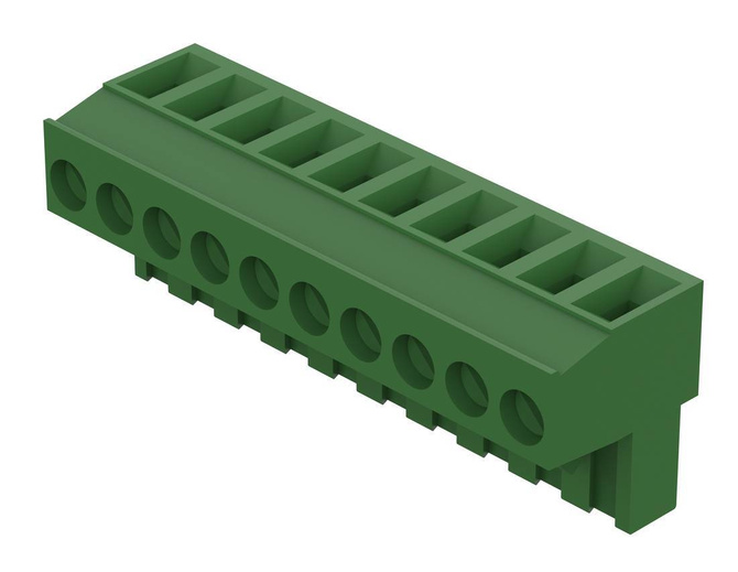 Bopla AK 950/10 (66010600) - 10-pole screw connector mounted on a strip.