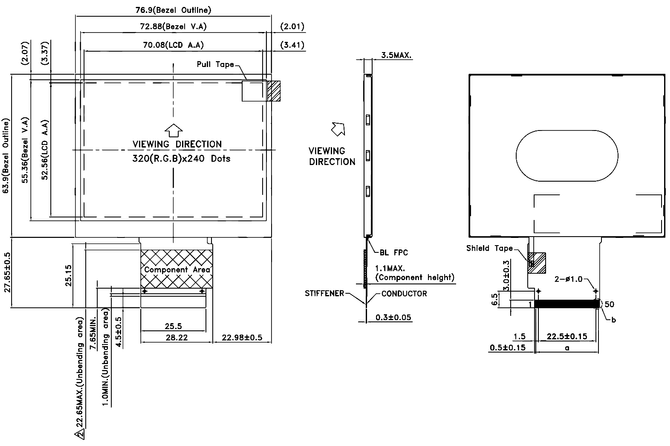 Powertip PH320240T-022-I-Q - TFT display