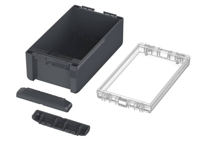 Bopla B 221309 PC-V0-G 7024 (96025234) - universal enclosure with crystal-clear lid (231 x 125 x 90 mm)