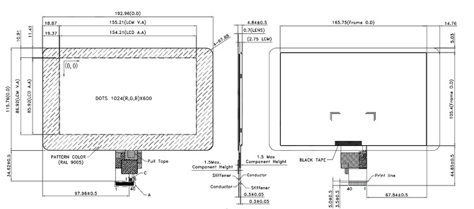 Powertip PH102600T021-ZFC - full-view display