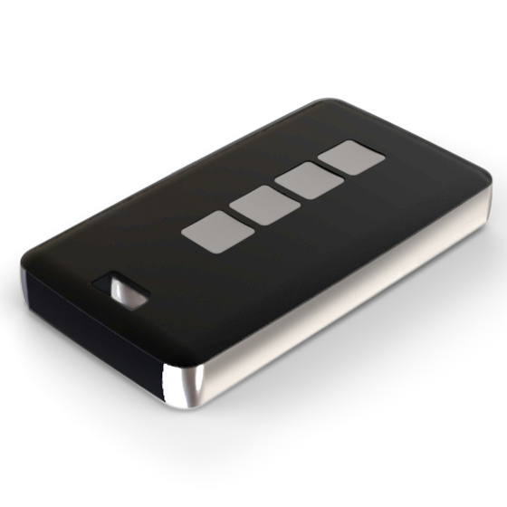 Teko - REMO-TEK series (13124.44) - enclosure for the remote control in black with chrome-plated metal sides (71,5 x 39,3 x 11,5 mm)