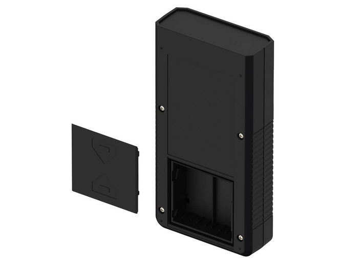 Bopla BOS 802-9005 (34802000) - obudowa ręczna z pojemnikiem na baterie (4 x 1,5V) i wgłębieniem powierzchni pod frezowanie otworu na wyświetlacz (196 x 100 x 40 mm)
