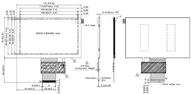 Powertip PH800480T030-ZFA - full viewing angle display
