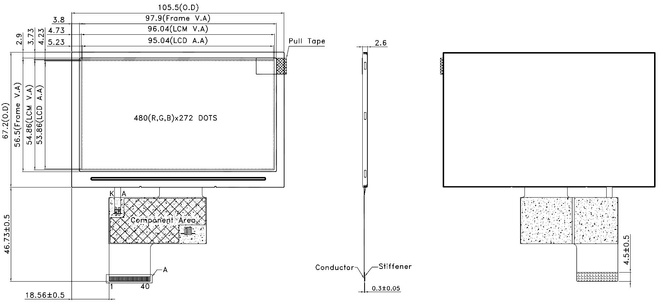 Powertip PH480272T016-ZAA - full viewing angle display