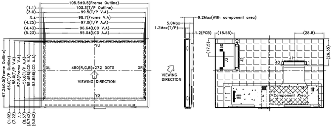 Powertip PH480272T-005-I10Q - TFT display