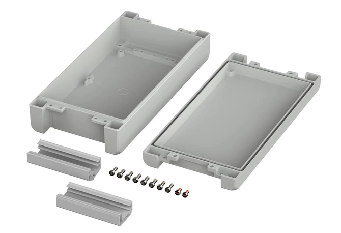 Bopla BA 241306 F-7035 (00125225) - aluminum enclosure with a recess in the cover and neoprene seal (259 x 128 x 60 mm)