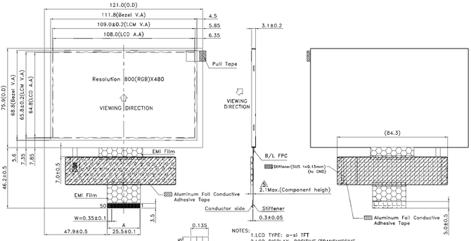 Powertip PH800480T024-IHA - TFT display