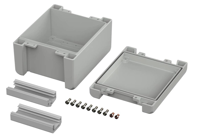 Bopla BA 141309 F-7035 (00123235) - aluminum enclosure with a recess in the cover and neoprene seal (159 x 128 x 90 mm)