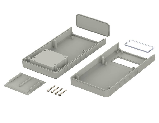 Bopla BOS 801-7038 (34801001) - hand-held enclosure with battery compartment (4 x 1,5V) and display screen (196 x 100 x 40 mm)