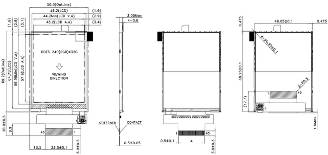 Powertip PH240320T068-LAA08 - TFT display