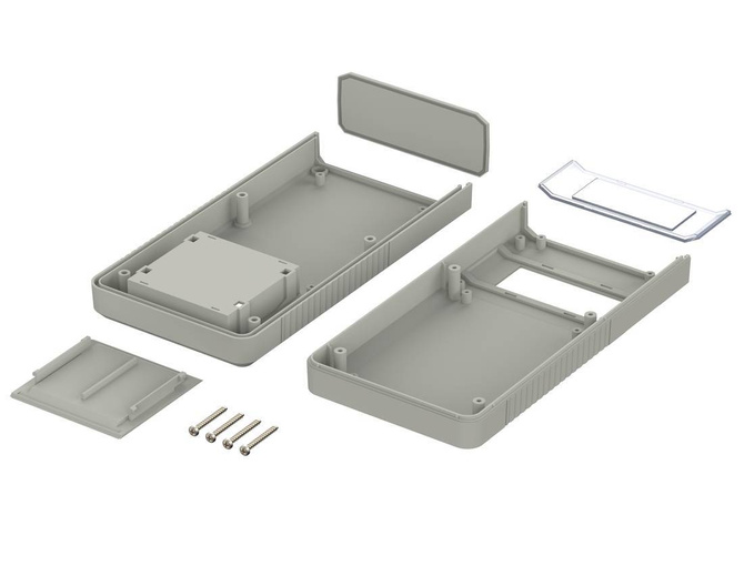 Bopla BOS 800-7038 (34800001) - hand-held enclosure with battery compartment (4 x 1,5V) and panoramic display screen (196 x 100 x 40 mm)
