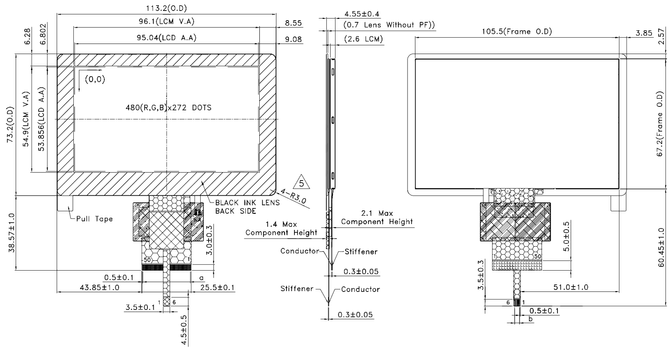 Powertip PH480272T016-ZHC - full viewing angle display