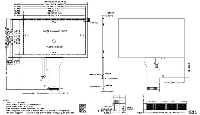 Powertip PH800480T013-IBB01 - TFT display