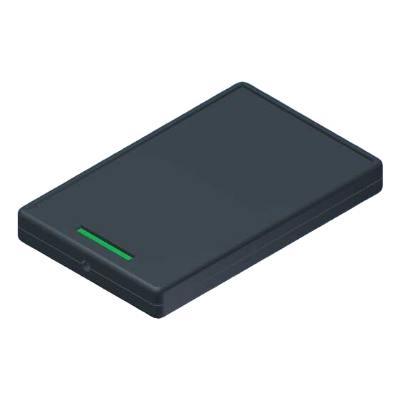 Teko - POCKET CARD series (PC-IR.4) - universal enclosure in dark gray with opening for flat cable and LED (85 x 54 x 10 mm)