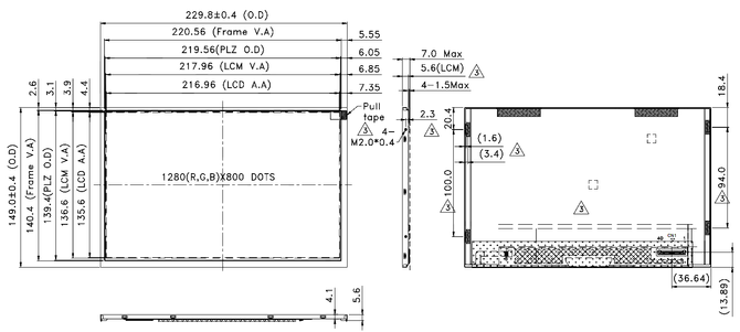 Powertip PH128800T006-ZFA - TFT display
