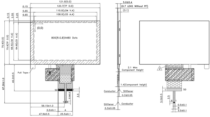 Powertip PH800480T030-ZHC01 - full viewing angle display