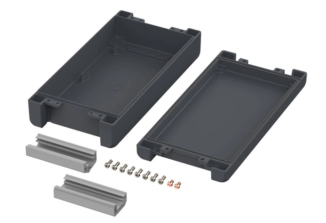 Bopla BA 241306 F-7024 (00125224) - aluminum enclosure with a recess in the cover and neoprene seal (259 x 128 x 60 mm)