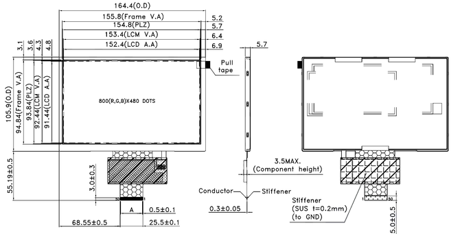 Powertip PH800480T032-ZFA - full viewing angle display