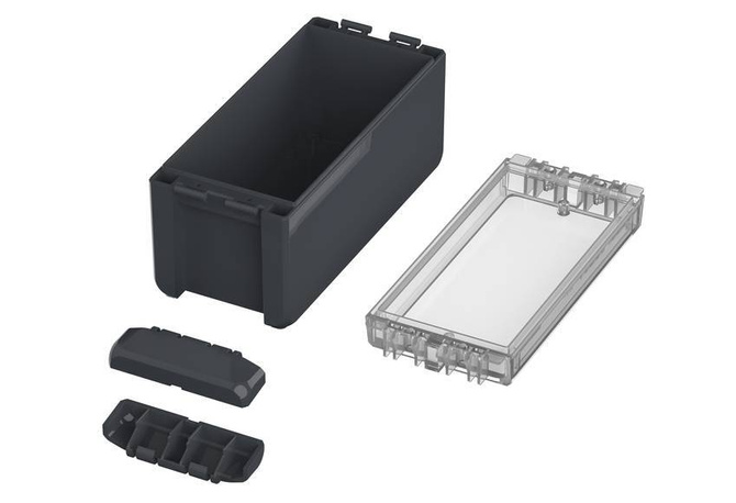 Bopla B 180809 PC-V0-G 7024 (96024134) - universal enclosure with crystal-clear lid (191 x 80 x 90 mm)