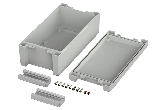 Bopla BA 241309 F-7035 (00125235) - aluminum enclosure with a recess in the cover and neoprene seal (259 x 128 x 90 mm)