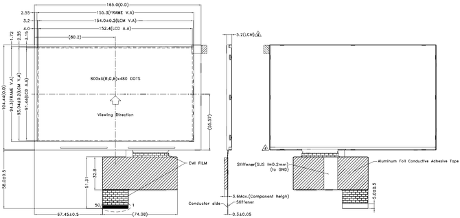 Powertip PH800480T007-IHA - TFT display