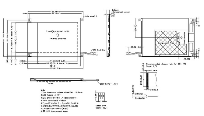 Powertip PH320240T-009-I22Q - wyświetlacz TFT