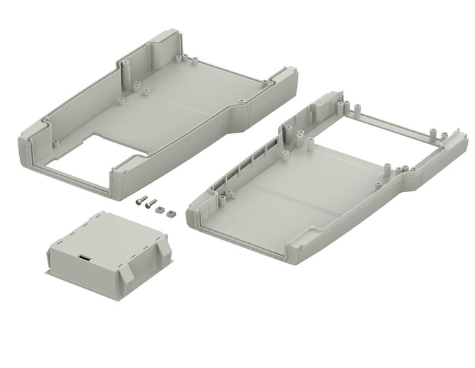 Bopla ART 865 DIS with BE 60 (34186592) - obudowa z wgłębieniem w pokrywie, z oknem wyświetlacza i pojemnikiem na baterie (236 x 125 x 41 mm)
