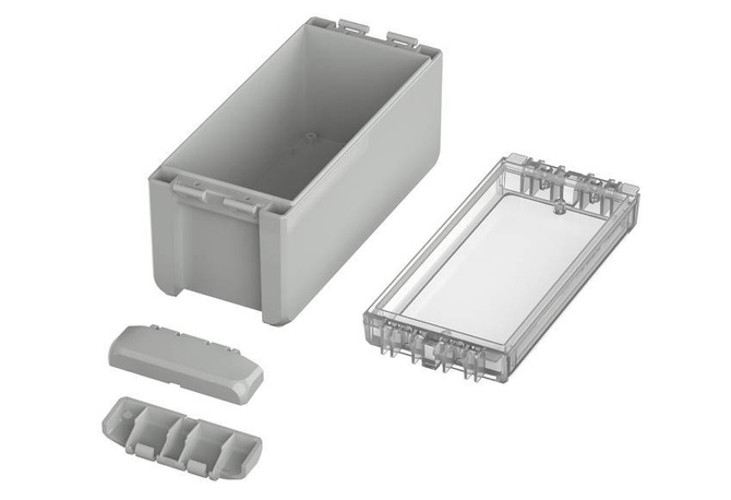 Bopla B 180809 PC-V0-G 7035 (96024135) - universal enclosure with crystal-clear lid (191 x 80 x 90 mm)