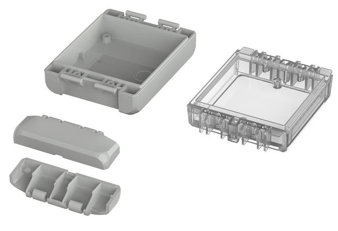 Bopla B 100804 PC-V0-G 7035 (96022145) - universal enclosure with crystal-clear lid (113 x 80 x 40 mm)