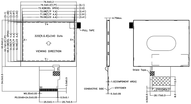 Powertip PH320240T-023-I03Q - wyświetlacz TFT