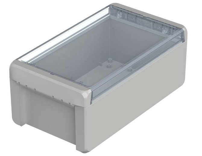 Bopla B 221309 PC-V0-G 7035 (96025235) - universal enclosure with crystal-clear lid (231 x 125 x 90 mm)