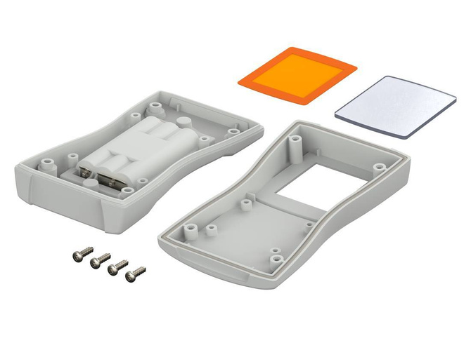 BOPLA BS 404 DIS-7035 (82404235) - obudowa z ABS z oknem wyświetlacza i pojemnikiem na baterie (119,3 x 64,9 x 26,5 mm)