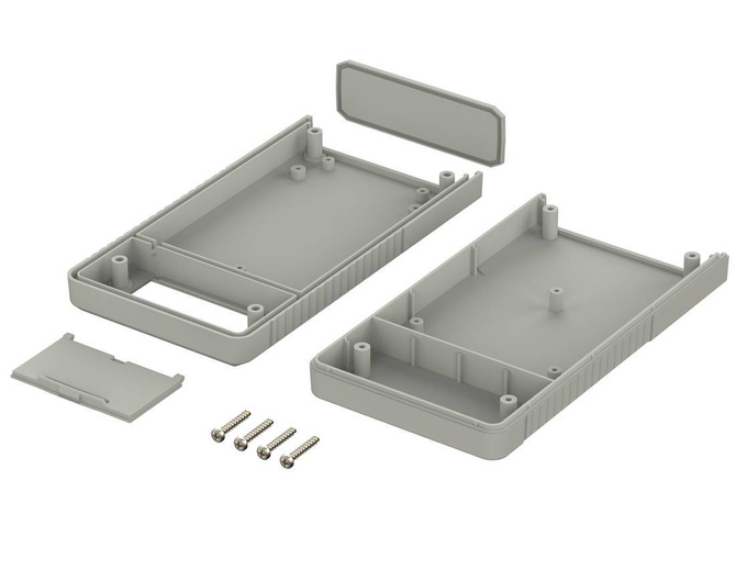 Bopla BOS 752-7038 (34752001) - hand-held enclosure with battery compartment (2 x 9V) and continuous membrane keypad area (157 x 84 x 30 mm)