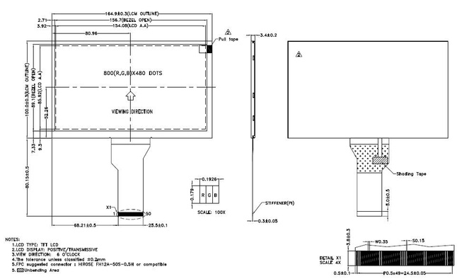 Powertip PH800480T-013-I-Q - TFT display