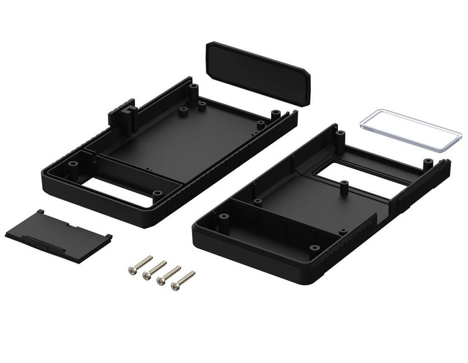 Bopla BOS 757-9005 (34757000) - hand-held enclosure with battery compartment (2 x 9V) , display screen and side-fitted slide for switch (157 x 84 x 30 mm)