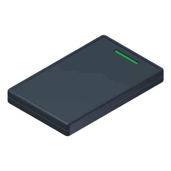 Teko - POCKET CARD series (PC-1.4) - universal enclosure in dark gray with opening for flat cable (85 x 54 x 10 mm)
