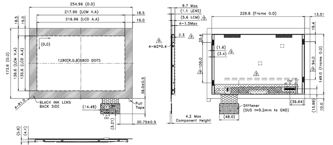 Powertip PH128800T006-ZFC - CTP display
