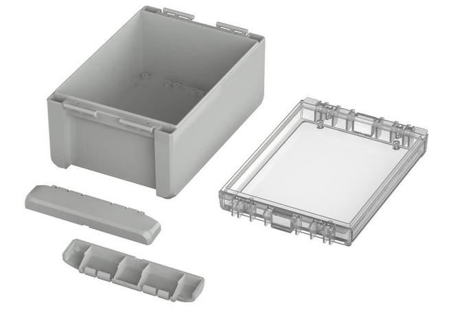 Bopla B 181309 PC-V0-G 7035 (96024235) - universal enclosure with crystal-clear lid (191 x 125 x 90 mm)