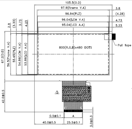 Powertip PH800480T036-ZHA - full viewing angle display